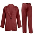 thumbnail image 4 of Blazer Sets Women 2 Piece Outfits Plus Size Women Business Casual Sets Dressy Blazer Jackets Straight Leg Pants Suits Wine L, 4 of 5