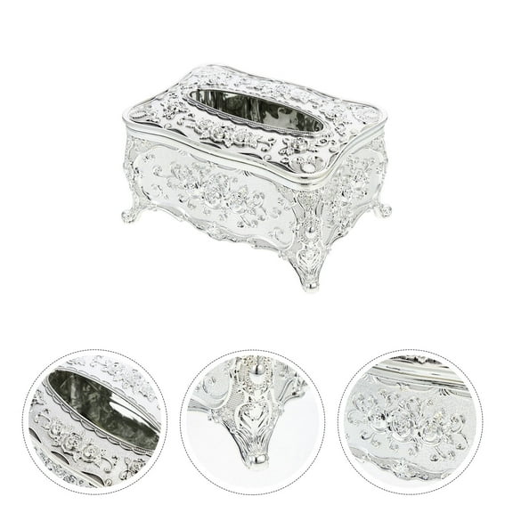 HOOWIFFY Tissue Boxes Silver Gold Plating 1Pack Home Supplies