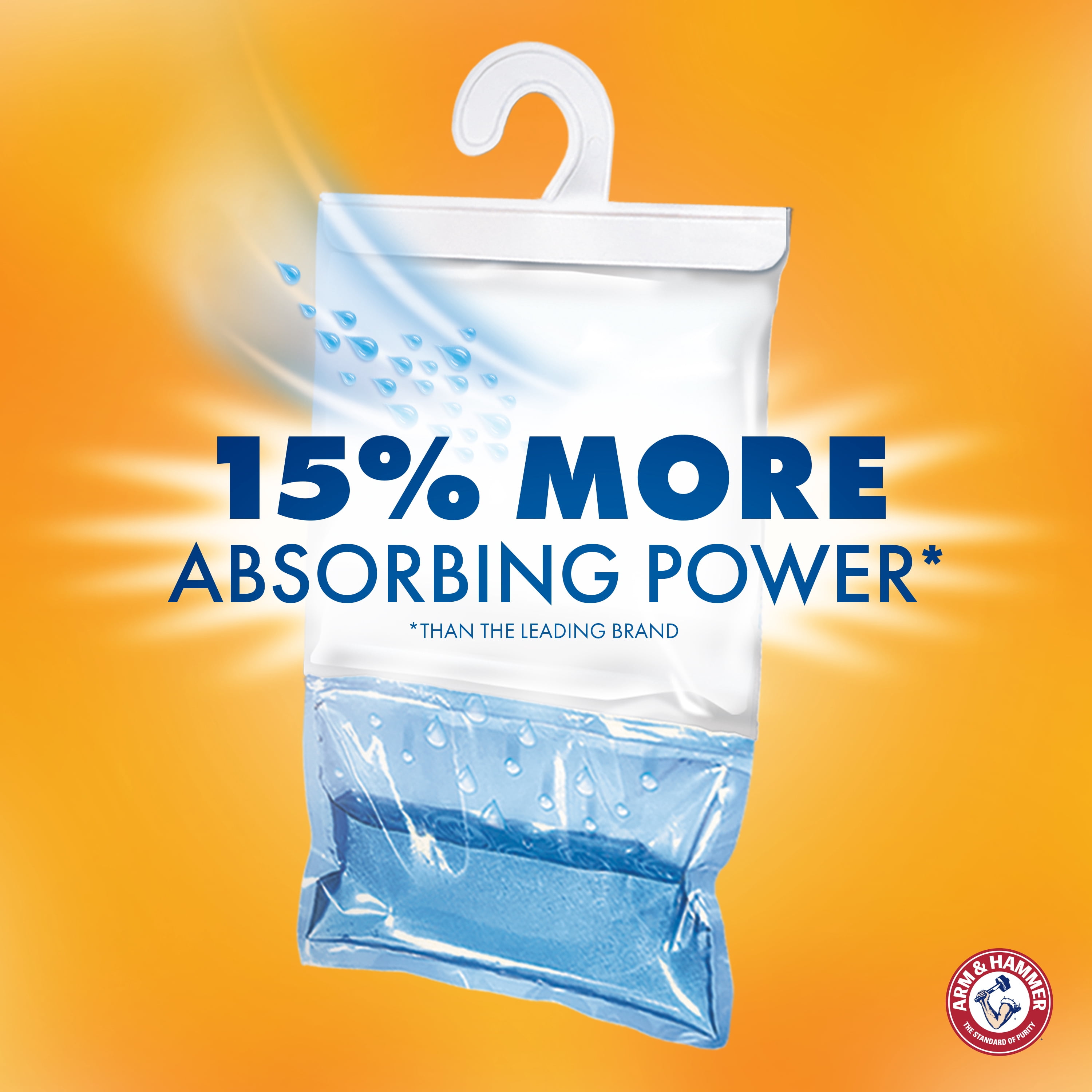 Arm & Hammer Fragrance Free Disposable Storage Moisture Absorber and Odor Eliminator Hanging Bags, 2 Pack