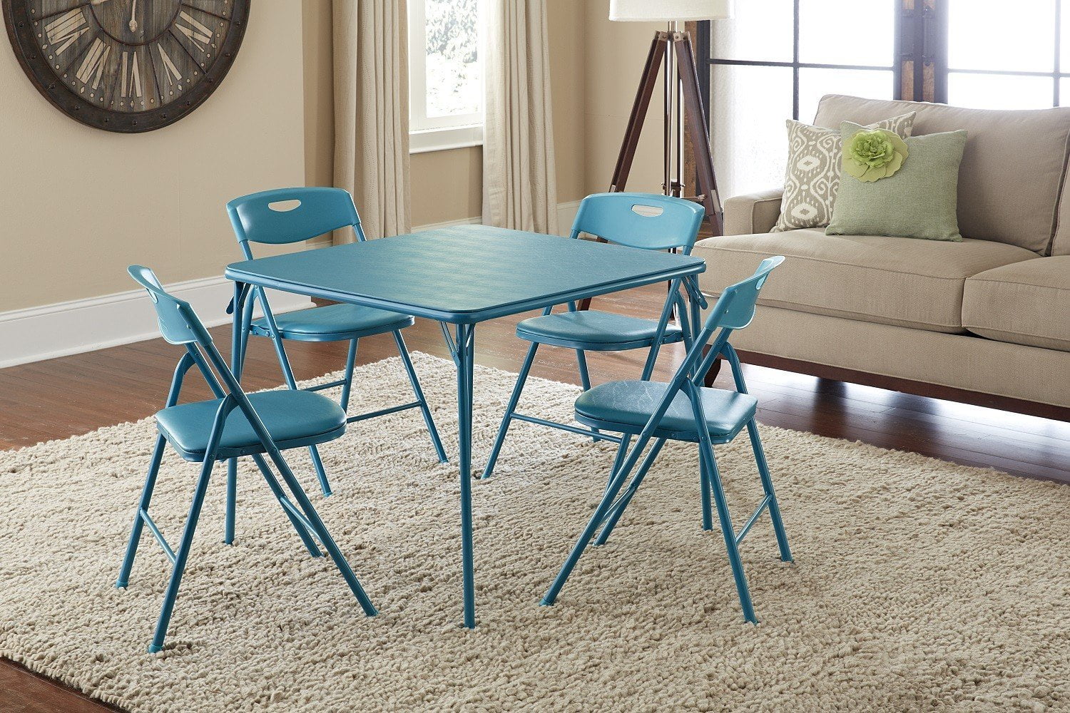 Cosco 5 Piece Folding Table And Chair Set Teal