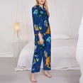 thumbnail image 3 of Balery Dinosaur In Space Conjunto de Pijama con Estampado para Mujer, Conjunto de Dos Piezas con Manga Larga, Ropa de Dormir Suave con Bolsillos, Pijamas Cómodos-Large, 3 of 7