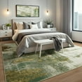 thumbnail image 4 of Softlife Modern Abstract Contemporary Faux Wool Area Rug, 4' x 6', Green, 4 of 7