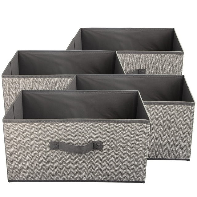 Juego de 4 Cubos de Almacenamiento de Tela Plegables, Cajas Organizadoras Lavable para Armarios, Estantes, Ropa, Juguetes, Guardería, 15.7" x 11" x 7.9