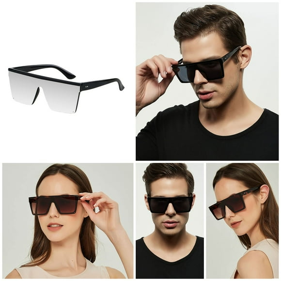Riforla Trendy Oversized Frame Connected Sunglasses Street Style Driving Eyewear With White