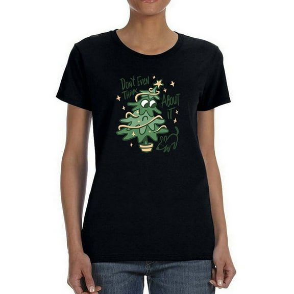 Christmas Tree And Dog T-Shirt Women -Smartprints Designs, Female Small