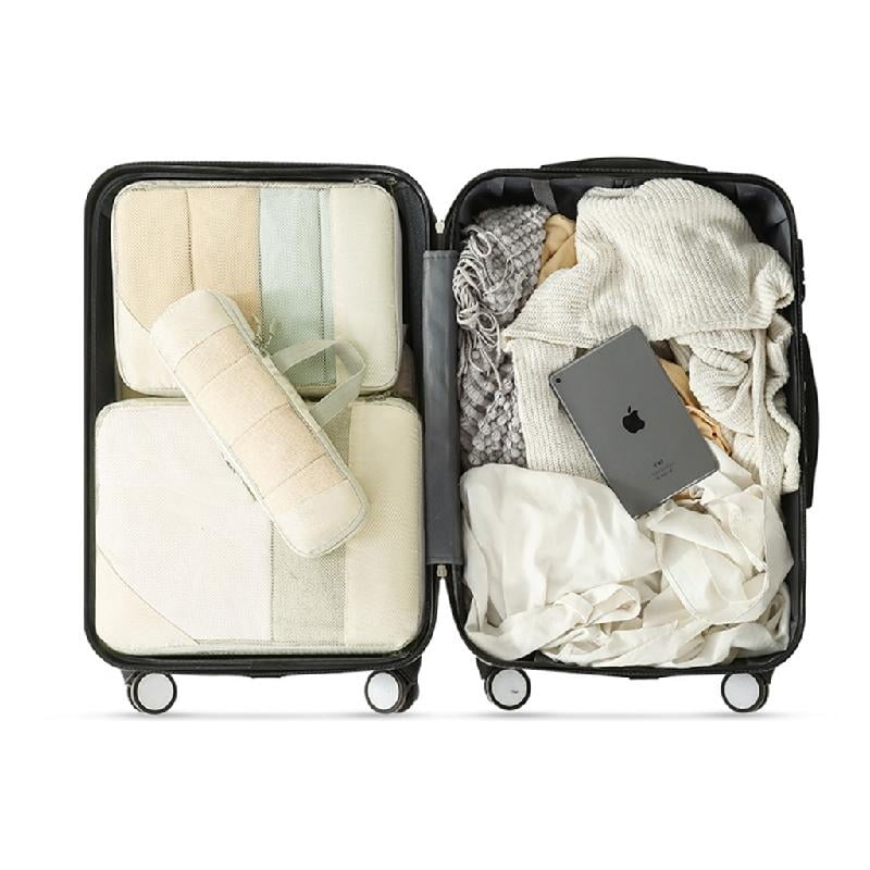 Yammee 5Pcs/set Travel Bag Compression Packing Cubes Lightweight Storage Bag Portable Luggage Suitcase Organizers Zipper Pouch