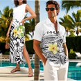 thumbnail image 3 of Uorisanigo White Polynesian Matching Couple Outfits Button-Down Shirt for Men Fashion Hawaiian Tops Workwear and Womens Sleeveless Dress with Split Beach Vacation Sundress, 3 of 8