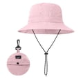 thumbnail image 2 of Men's Quick Dry Waterproof Bucket Hat, Foldable Sun Protection Fisherman Hat, Portable Packable Sun Hat, Outdoor Cycling Cap, Adjustable Chin Strap, Sun Rain Protection - Pink, 2 of 8