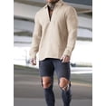 thumbnail image 3 of Liacowi Men's Spring Autumn Casual Shirts Solid Color Long Sleeve Lapel Tops Half Zipper Shirts, 3 of 7