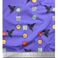 thumbnail image 1 of Soimoi Purple polyester Crepe Fabric Architectural Frame & Paper Bird Art & Craft Printed Craft Fabric by the Yard 42 Inch Wide, 1 of 1