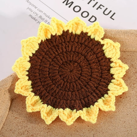 

Home Decor 2PC Cup Mat Cute Flowers Knitted Handmade Thick Winter Potholder Room Decor Wall Bedroom Bathroom Kitchen Living Room Party Decorations