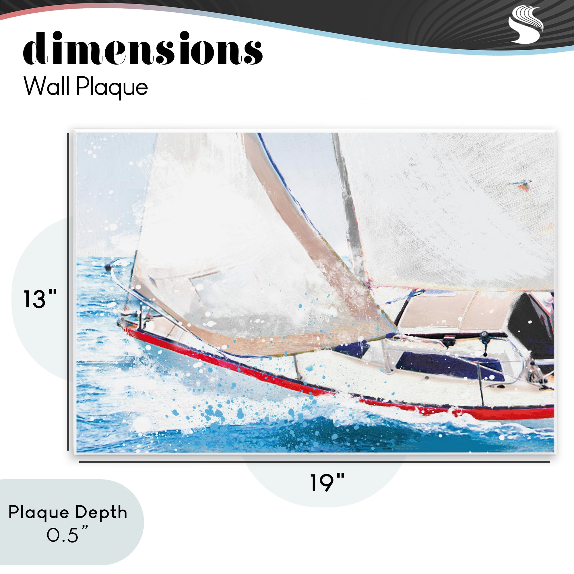 Stupell Industries Sailboat Racing Through Blue Waves Wall Plaque Art, design by Porter Hastings