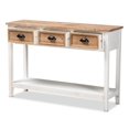 thumbnail image 2 of Bowery Hill White and Oak Brown Finished Wood 3-Drawer Console Table, 2 of 8