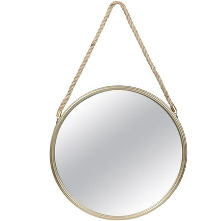 Round Metal Mirror With Rope Handle, Round Metal Mirror With Rope