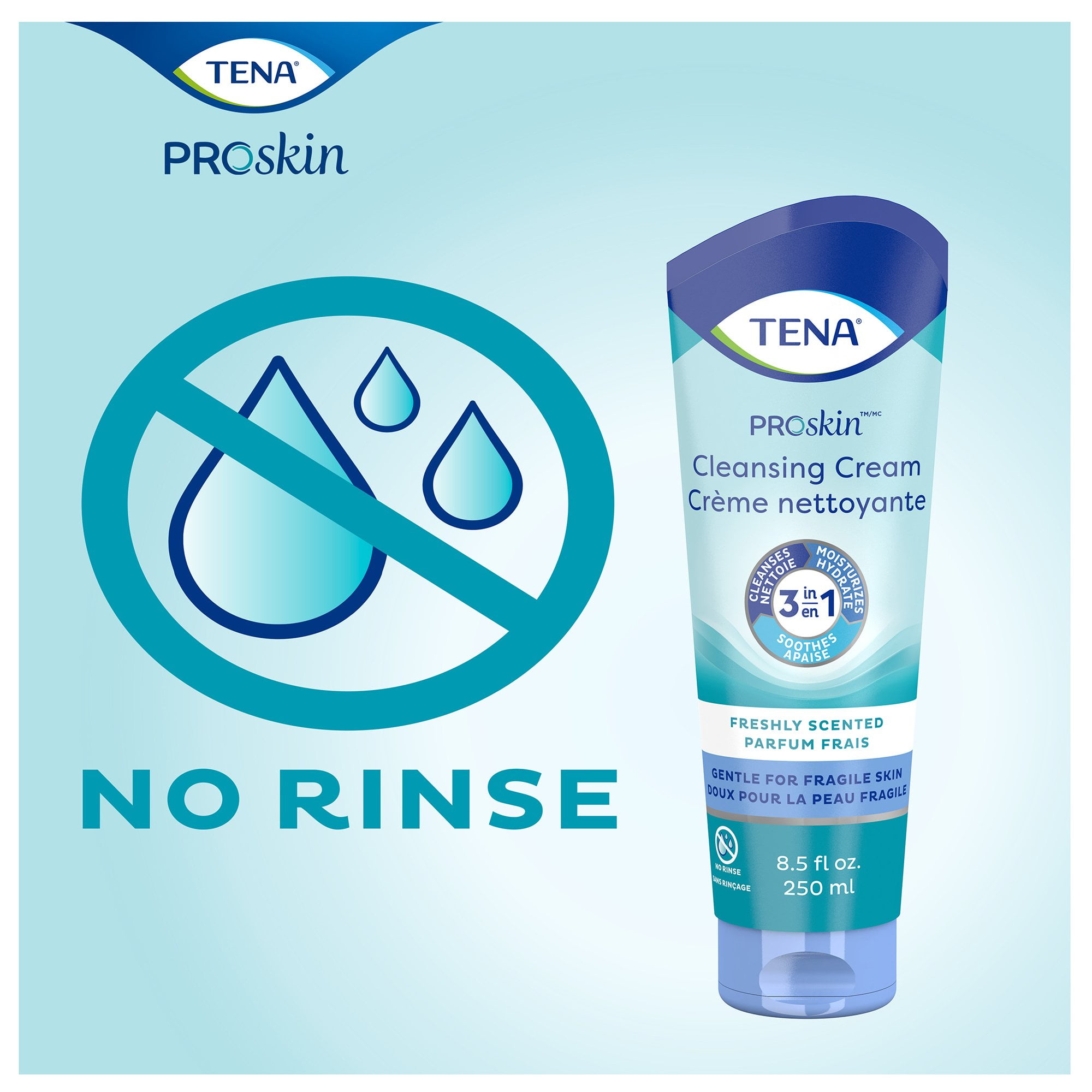 TENA ProSkin Cleansing Cream Cream Rinse-Free Body Wash Tube Mild Scent 8.5 oz. 64425 10 Ct