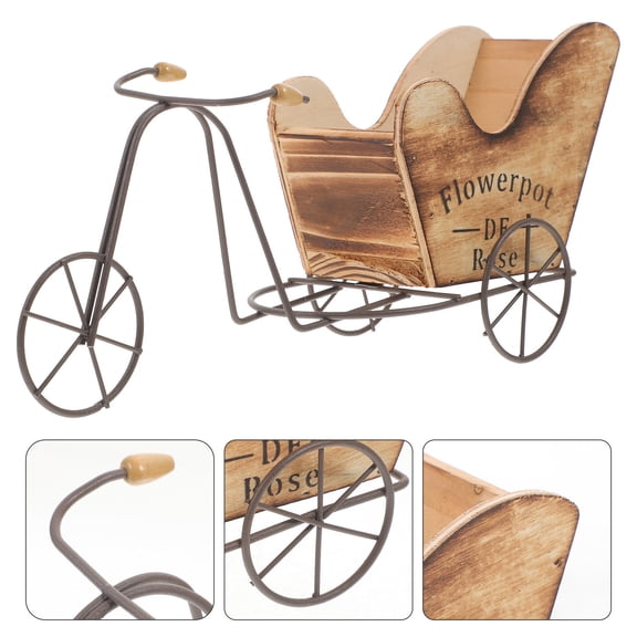 POPETPOP Vintage Metal Bike Planter with Functional Storage, Decorative Outdoor Garden Pot Holder