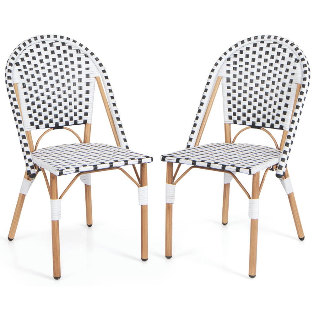 GVN French Bistro Chair Set of 2 with Galvanized Metal Framex-White, GVN French Bistro Chair Set of 2 with Galvanized Metal Framex-White,