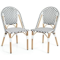 Barara King Bar Stools, Kitchen Barstools, French Bistro Chair Set of 2 with Galvanized Metal Framex-White