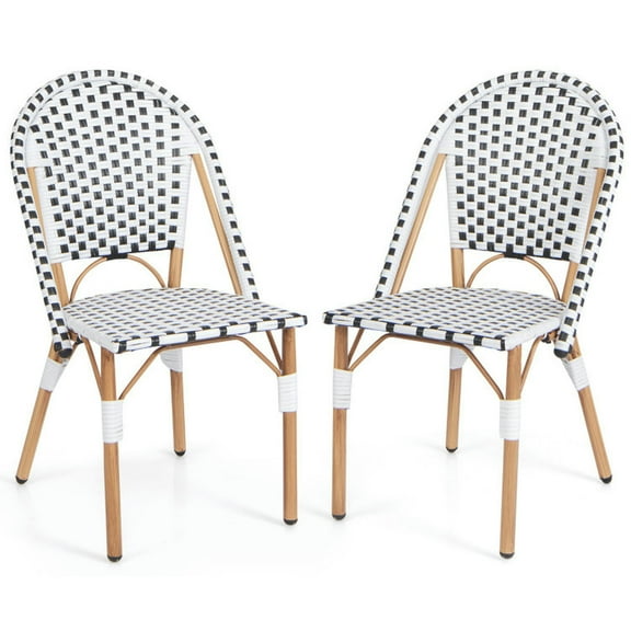 Topcobe French Bistro Chair Set of 2 with Galvanized Metal Frame, Modern Furniture, Kitchen Chairs for Home-White