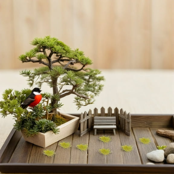 COMPUKAS 40pcs Miniature Landscape Decoration Fake Grass Turf Green Plastic Material For Miniatures