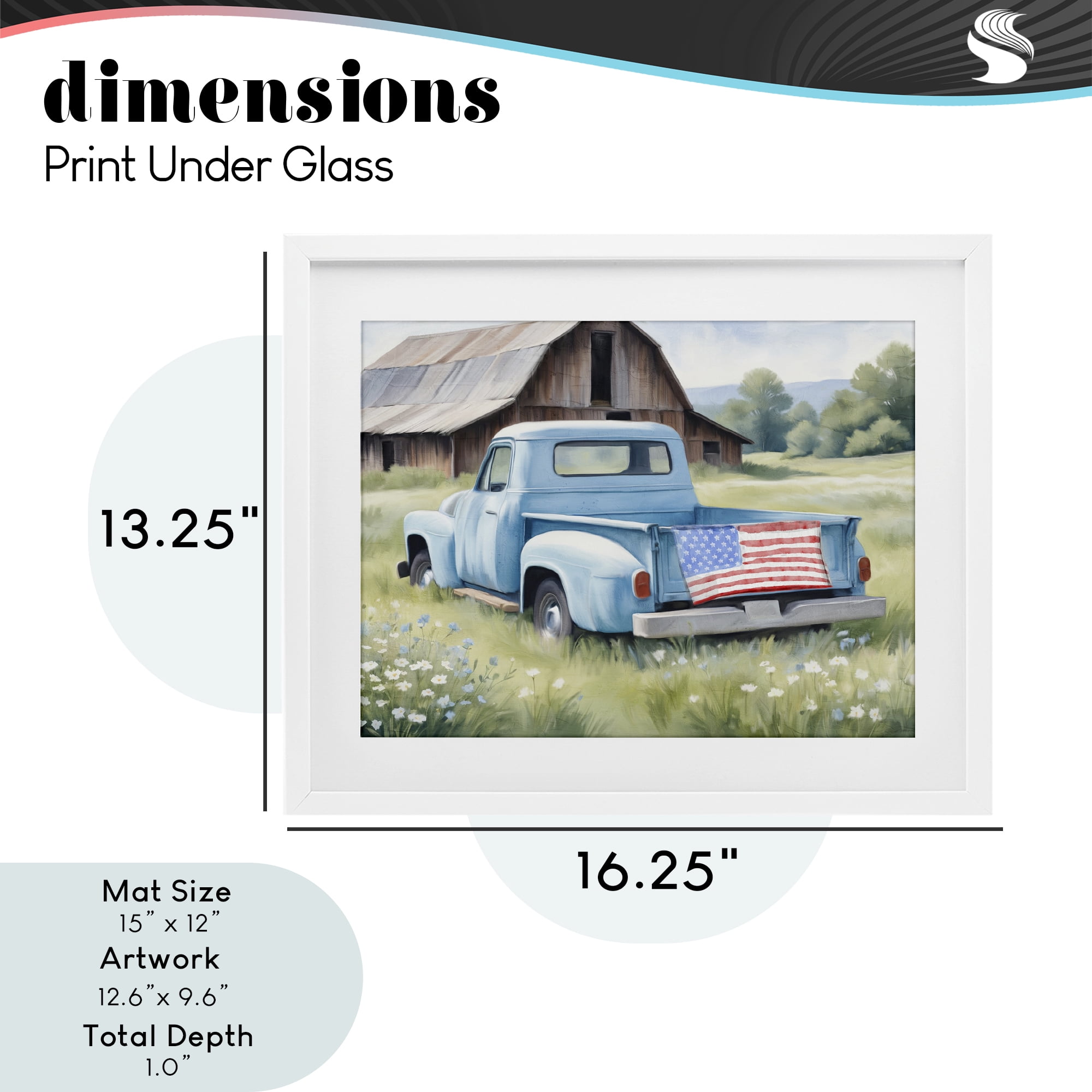 Stupell Industries American Pride Truck on Farm White Framed Print Under Glass, design by Kim Allen