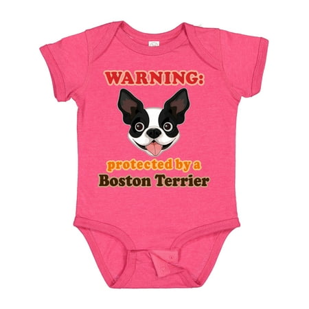 

Inktastic Boston Terrier Dog Protected by Gift Baby Boy or Baby Girl Bodysuit