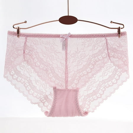 

QWANG Ladies New Sexy Lace Mid-waist Mesh Stitching Ladies Panties