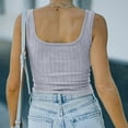 thumbnail image 4 of Women's Summer Tank Tops Casual Ribbed Square Neck Sleeveless Basic Shirts Slim Fit Button down Blouses Tees, 4 of 9