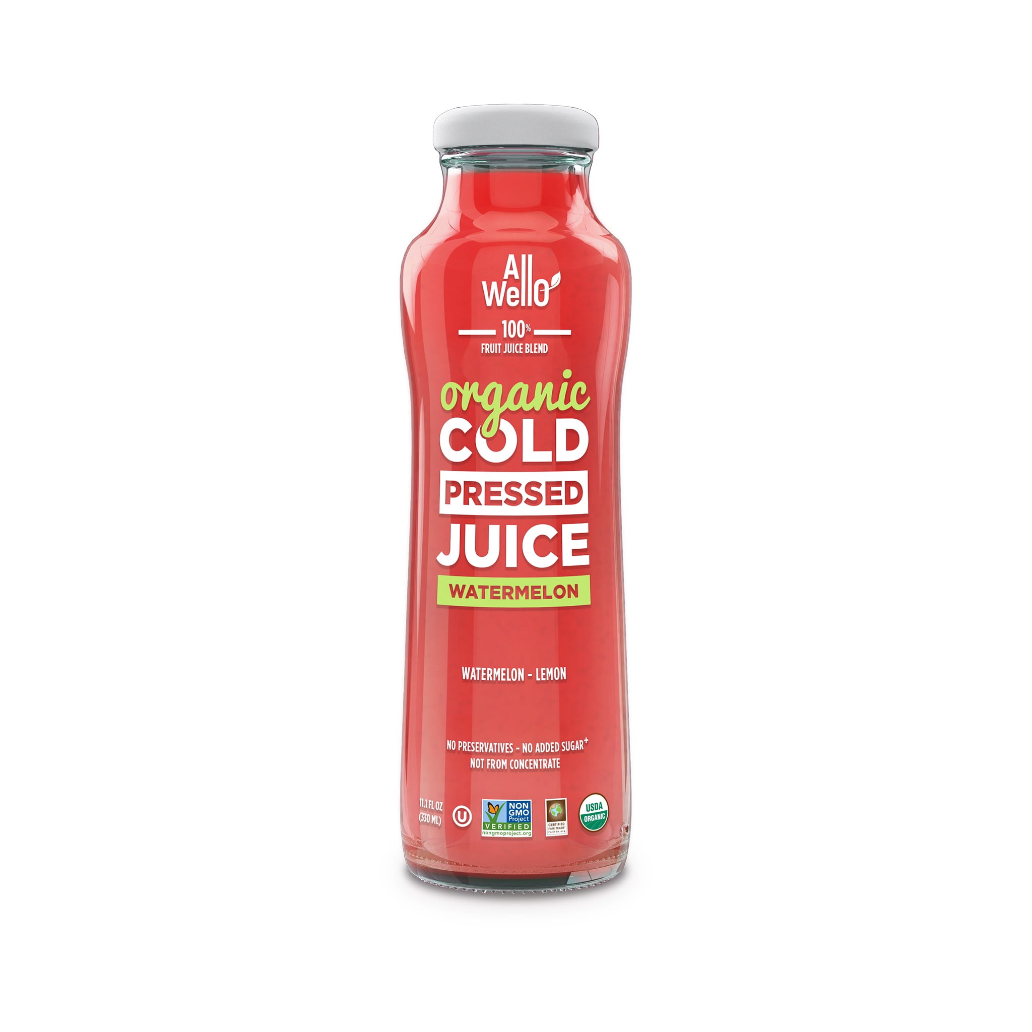AllWellO Watermelon Organic Cold‑Pressed Juice, 11.1 fl oz, 12 Pack