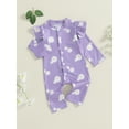 thumbnail image 3 of FEORJGP Infant Baby Girls Button Rompers 0 3M 6M 9M 12M 18M Newborn Ruffles Long Sleeve Jumpsuits Daisy Print Bodysuits Toddler Cute Fashion Casual Floral Clothes for Spring Fall, 3 of 7