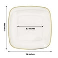 thumbnail image 3 of Efavormart 10 Pack | 10" Clear With Gold Rim Square Plastic Dinner Plates, Disposable Lunch Party Plates, 3 of 11