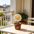 thumbnail image 5 of Handmade Crochet Artificial Flower Pot Knitted Mini Potted Plant Faux Desk Decor Home Office Shelf Table Ornament Lifelike Yarn Flower Gift Decoration Cute Indoor Display Decorative Accent, 5 of 6