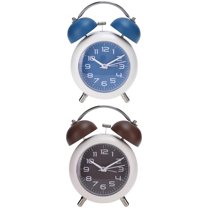Unique Bargains 2 Pcs Old Fashioned Circle Loud Alarm Clock Blue/Brown