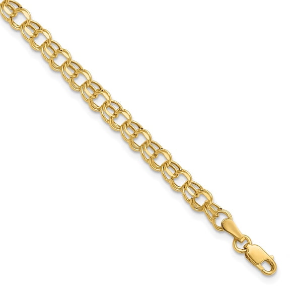 10k 6in 4.5mm Hollow Diamond-cut Double Link Charm Bracelet
