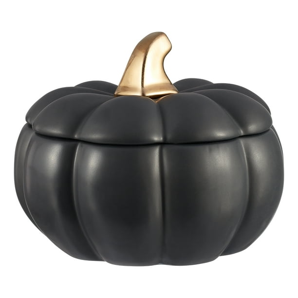 Way to Celebrate Small Halloween Pumpkin Cookie Jar with Removable Lid
