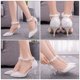 thumbnail image 4 of 1 par de zapatos de boda sexy zapatos puntiagudos de punta de encaje sandalias de tacón alto (blanco), 4 of 6