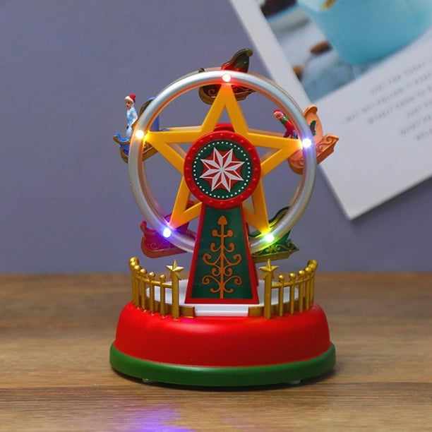 Luminous Carousel Ornament Christmas Mini Music Box Luminous Music Carousel Ferris Wheel Animated Christmas Gift Romantic Desktop Decoration ANGGREK Otros
