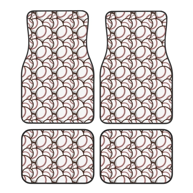 Disketp Cute Baseball for Crystal Velvet Car Mats Four-Piece Set,All-Season Automotive Protection, Vehicles, Cars, Trucks, and SUVs,Anti-Slip Design