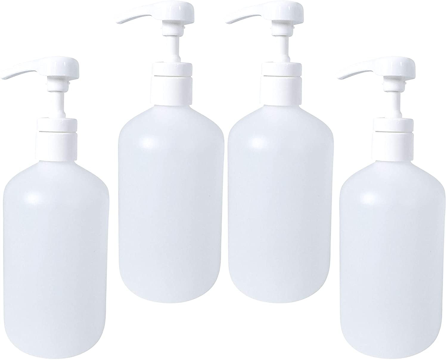 16 oz Pump Bottle HDPE Plastic Refillable & Reusable 4 Pack