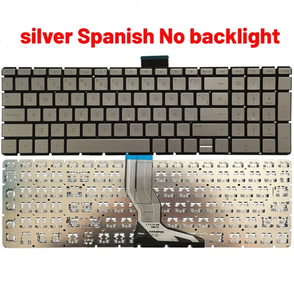 Clavier d'Ordinateur Portable Russe/us/uk/espagnol/latin pour HP 15S-DY 15T-DY 15ef 15S-EQ TPN-Q201 TPN-Q222 TPN-W127 TPN-C129 TPN-C130 Argent SP Sans Rétroéclairage