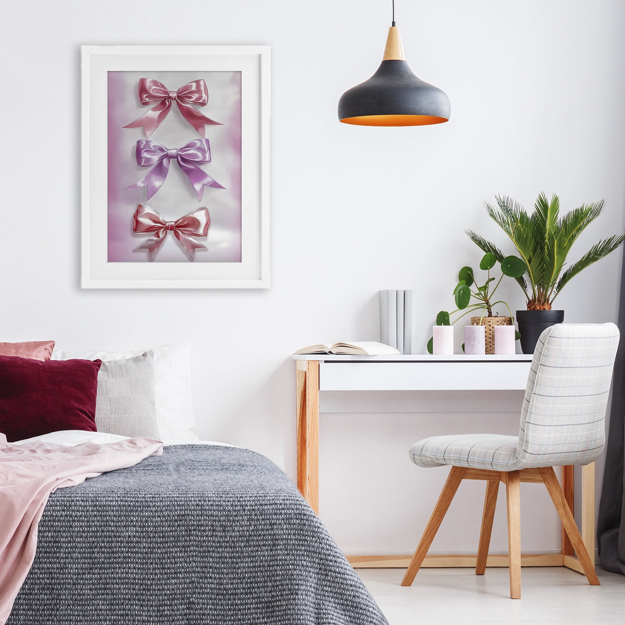 Stupell Industries Blush And Satin Elegance White Framed Print Under Glass, design by Annabelle Hall
