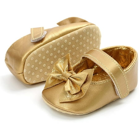 Baby Girl Mary Jane Flats Shoes Non Slip Soft Sole Infant Toddler First Walker Wedding Princess Dress Crib Shoes