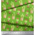 thumbnail image 2 of Soimoi Green polyester Crepe Fabric Cactus With Conical Pot Tree Decor Fabric Printed Yard 52 Inch Wide, 2 of 3