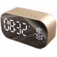 thumbnail image 1 of Réveil Sans Fil Bluetooth LED - Double Haut-Parleur avec Surface Miroir - Rappel de Temps - Décoration de Chambre, Or, 1 of 5