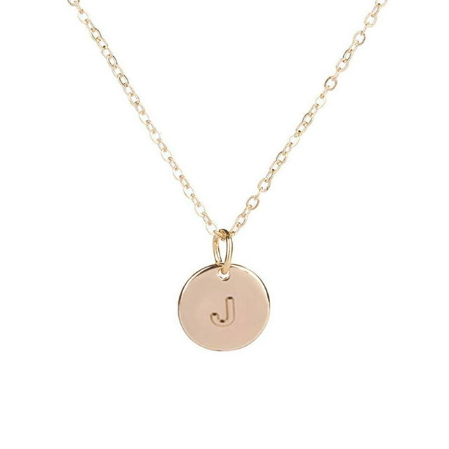Collier Pendentif Rond en Forme de Pièce Chaîne de Cou Disque Alphabet Chaîne Chaîne Alphabet Filles Collier Alphabet Fille Femmes Cadeau Bijoux Féminin
