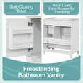 thumbnail image 5 of 30 Inch Freestanding Bathroom Vanity with Ceramic Sink, 3 Drawers & Soft Close Door, White Solid Wood Vanity Cabinet for Small Spaces, 5 of 9
