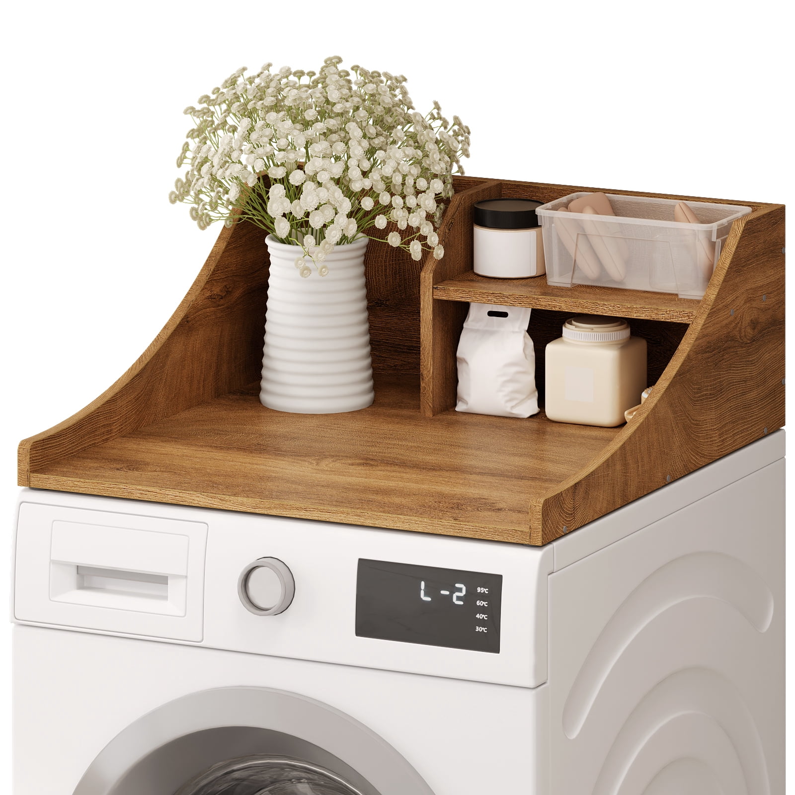 Tarnorci 27" Single Washer Dryer Countertop with Storage Shelf，Side Safety Edge for Laundry Room Organization