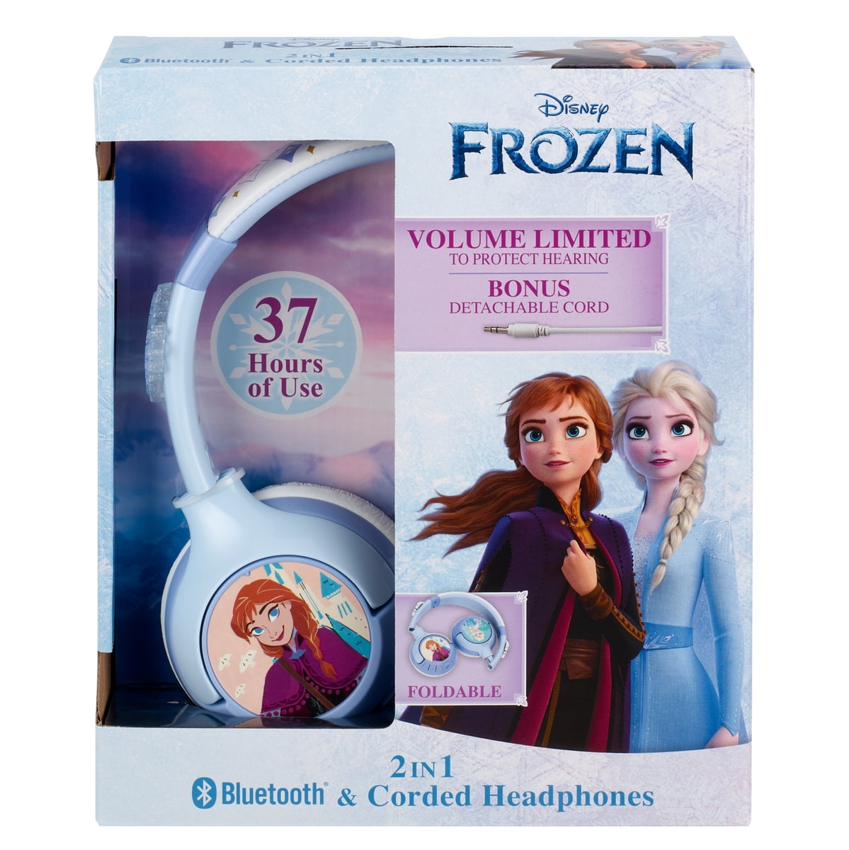 Ekids, Disney, Frozen, Bluetooth Headphones for Kids with Cord, Children Ages 6 and up, Over-Ear Headphones
