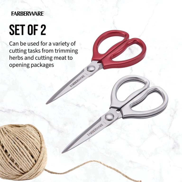 Farberware Stainless Steel Kitchen Shear Scissor Set with Red