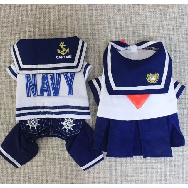 Sailor School Uniform for Dogs Dress Kawaii Embroidery Pet Dog Clothes Cat Small Thin Spring Summer Fashion Pet Products 2022 ShopWise Round